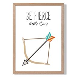 ARTZE Be Fierce Arrow Tribal Quote Framed Print SIZE: A3 with Oak Frame in Bright Blue - Size: A4