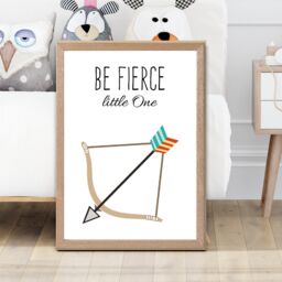 ARTZE Be Fierce Arrow Tribal Quote Framed Print SIZE: A3 with Oak Frame in Bright Blue - Size: A4 - thumbnail 2