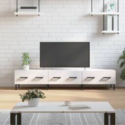 Berkfield Home TV Cabinet High Gloss White 150x36x30 cm Engineered Wood - Size: 150 x 36 x 30 cm
