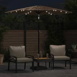 Berkfield Home Comfortable Garden Parasol with LEDs & Steel Pole Brown 223x223 - thumbnail 1