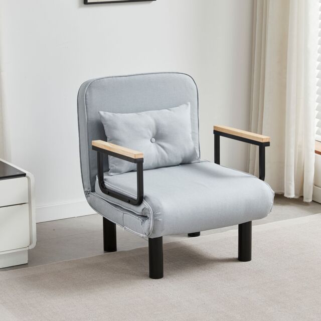 MCC Direct 4 in 1 Folding Single Sofa Bed Convertible Lounge Sleeper Chair with Adjustable Backrest & Large Cushion Grey in Light Grey - image 1