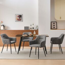 SONARA Set of 6 Faux Suede Dining Chairs With X-Cross Metal Legs in Grey - thumbnail 7