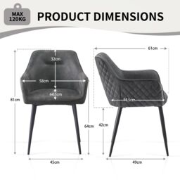 SONARA Set of 6 Faux Suede Dining Chairs With X-Cross Metal Legs in Grey - thumbnail 3