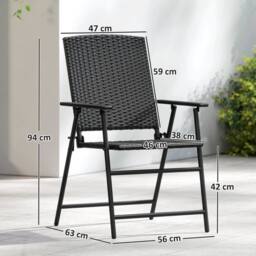 Wyld Haus Luvaka Nene Black Rattan Style Folding Garden Chairs Set of 2 - thumbnail 4