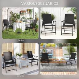 Wyld Haus Luvaka Nene Black Rattan Style Folding Garden Chairs Set of 2 - thumbnail 8