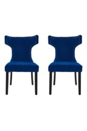 Living and Home Set of 2 Upholstered Dining Chairs in Blue - thumbnail 2