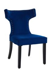 Living and Home Set of 2 Upholstered Dining Chairs in Blue - thumbnail 4