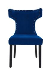 Living and Home Set of 2 Upholstered Dining Chairs in Blue - thumbnail 3