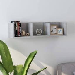 Berkfield Home CD Wall Shelf Concrete Grey 75x18x18 cm Engineered Wood - Size: 75 x 18 x 18 cm - thumbnail 1