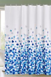 Neel Blue Blue Petals Polyester Shower Curtain, Water-Resistant Bathroom Curtains With 12 Hooks - 180x200cm - Size: 180 cm width x 200 cm drop - thumbnail 1