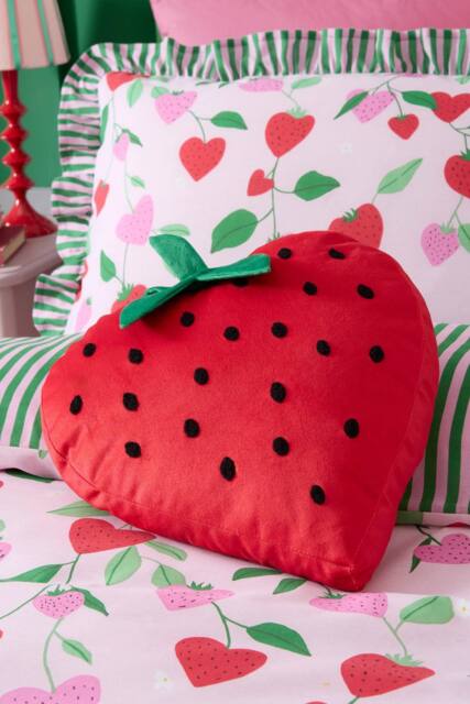 Bedlam 'Strawberry' Velvet Shaped Cushion in Red - image 1