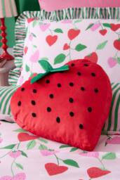 Bedlam 'Strawberry' Velvet Shaped Cushion in Red