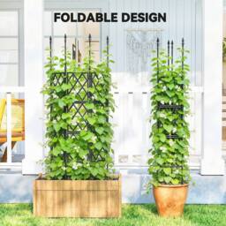 OUTSUNNY Foldable Garden Trellis, Lattice Climbing Support Trellis in Black - thumbnail 4