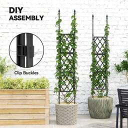 OUTSUNNY Foldable Garden Trellis, Lattice Climbing Support Trellis in Black - thumbnail 5