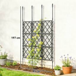 OUTSUNNY Foldable Garden Trellis, Lattice Climbing Support Trellis in Black - thumbnail 3