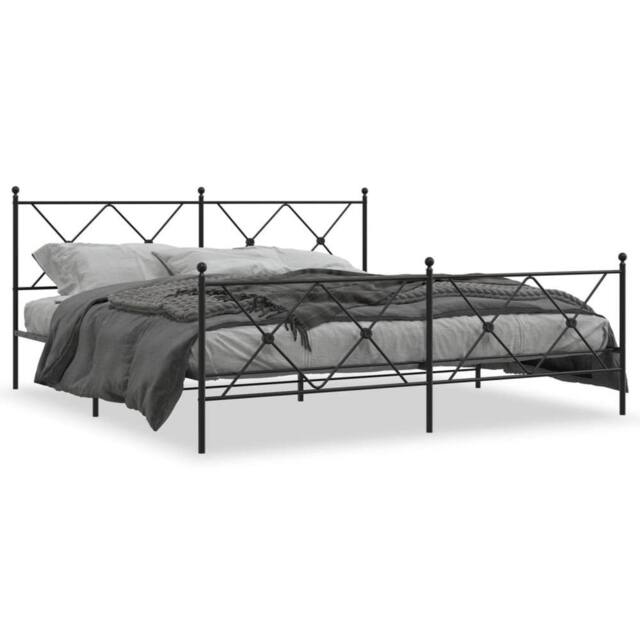 Berkfield Home Metal Bed Frame without Mattress with Footboard Black 183x213cm - Size: 183x213 cm - image 1
