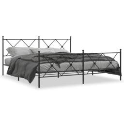 Berkfield Home Metal Bed Frame without Mattress with Footboard Black 183x213cm - Size: 183x213 cm - thumbnail 1
