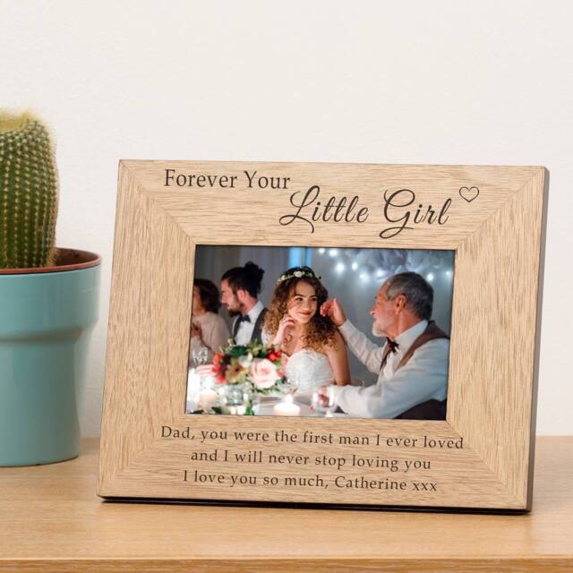 Uniqueful Personalised Forever Your Little Wood Picture Frame 6x4 Dad in Brown - Size: 1 Pack - image 1