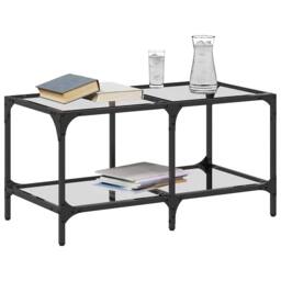 Berkfield Home Coffee Table with Transparent Glass Top 78.5x40x40 cm Steel - thumbnail 3