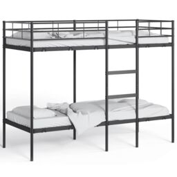Berkfield Home Bunk Bed without Mattress Black 75x190 cm Small Single Steel - thumbnail 4