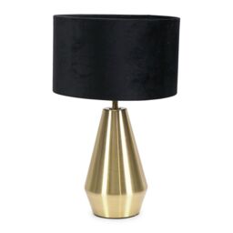 ValueLights Jax Antique Brass Metal Dimmable Touch Table Lamp with Velvet Drum Shade in Black - thumbnail 2