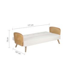 Birlea Rattan Sofa Bed White Boucle Fabric Lima 3 Seater Settee Click Clack - thumbnail 6