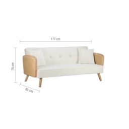 Birlea Rattan Sofa Bed White Boucle Fabric Lima 3 Seater Settee Click Clack - thumbnail 5