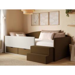 Flair Elisa Velvet Storage Low Sleeper Bed with Beige Cord in Brown - Size: Single - thumbnail 1