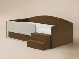 Flair Elisa Velvet Storage Low Sleeper Bed with Beige Cord in Brown - Size: Single - thumbnail 5