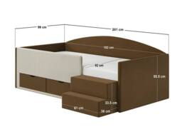 Flair Elisa Velvet Storage Low Sleeper Bed with Beige Cord in Brown - Size: Single - thumbnail 7