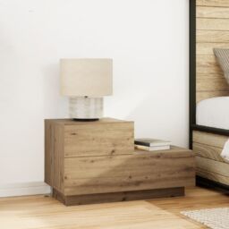 Berkfield Home Bedside Cabinet with LED Lights Artisan Oak 100x36x49 cm in Brown - Size: 100 x 36 x 49 cm - thumbnail 1