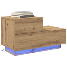Berkfield Home Bedside Cabinet with LED Lights Artisan Oak 100x36x49 cm in Brown - Size: 100 x 36 x 49 cm - thumbnail 3