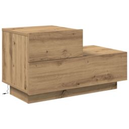 Berkfield Home Bedside Cabinet with LED Lights Artisan Oak 100x36x49 cm in Brown - Size: 100 x 36 x 49 cm - thumbnail 2