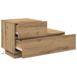 Berkfield Home Bedside Cabinet with LED Lights Artisan Oak 100x36x49 cm in Brown - Size: 100 x 36 x 49 cm - thumbnail 5