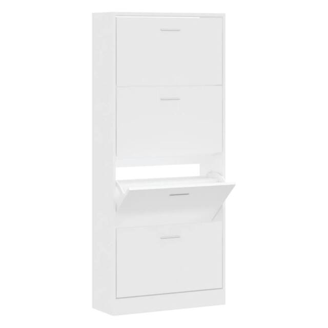 Berkfield Home Shoe Cabinet White 63x24x147 cm Engineered Wood - Size: 63 x 24 x 147 cm - image 1