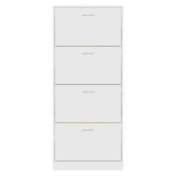 Berkfield Home Shoe Cabinet White 63x24x147 cm Engineered Wood - Size: 63 x 24 x 147 cm - thumbnail 4