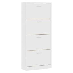 Berkfield Home Shoe Cabinet White 63x24x147 cm Engineered Wood - Size: 63 x 24 x 147 cm - thumbnail 3