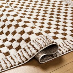 Livabliss Freud-Modern Ivory Black Brown High Pile Checkered Living Dining Rug - Size: 120 cm x 170 cm - thumbnail 4