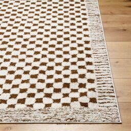 Livabliss Freud-Modern Ivory Black Brown High Pile Checkered Living Dining Rug - Size: 120 cm x 170 cm - thumbnail 5
