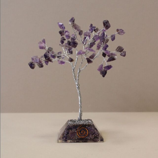 KDMD Gemstone Tree with Organite Base - 80 Stone - Amethyst in Blue - image 1