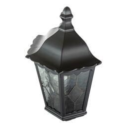 Happy Homewares Traditional Black Half Lantern Outdoor Wall Lamp with Cathedral Textured Glass - thumbnail 5