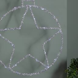 Samuel Alexander 49cm Light up Christmas Silver Star Ball with Twinkling White LEDs - thumbnail 4