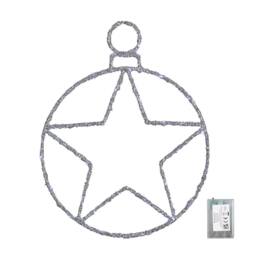 Samuel Alexander 49cm Light up Christmas Silver Star Ball with Twinkling White LEDs - thumbnail 1