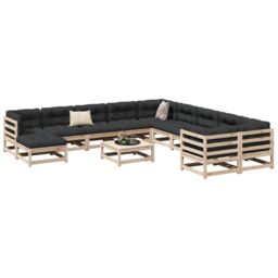 Berkfield Home 12 Piece Garden Sofa Set Solid Wood Pine in Brown