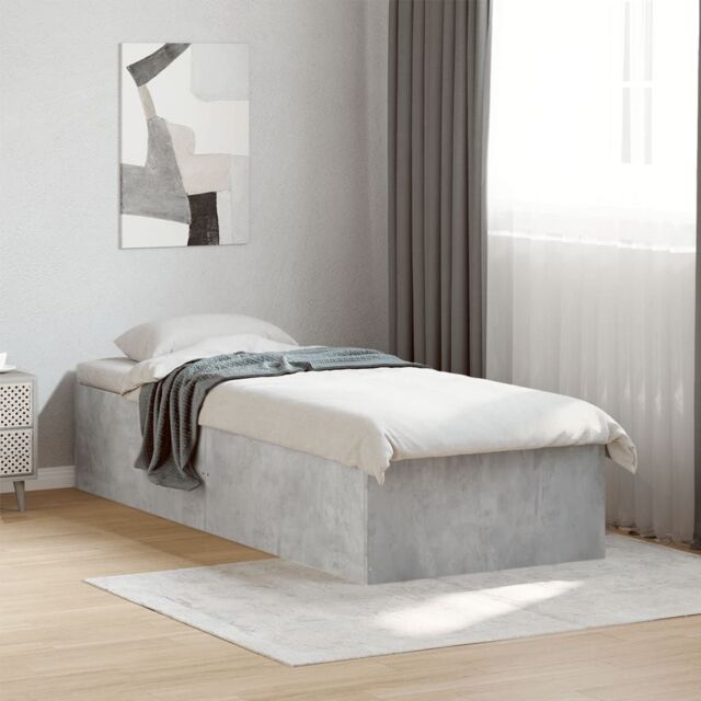 Berkfield Home Bed Frame without Mattress Concrete Grey 75x190 cm Small Single - image 1