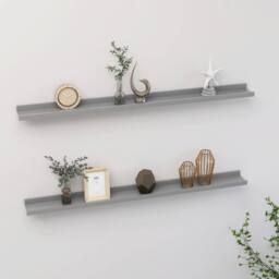 Berkfield Home Wall Shelves 2 pcs Grey 100x9x3 cm - Size: 100 x 9 x 3 cm - thumbnail 2