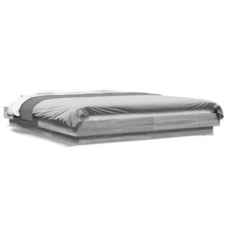 Berkfield Home Bed Frame with LED Lights without Mattress Grey Sonoma 160x200cm - Size: 160x200 cm - thumbnail 2