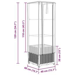 Berkfield Home Raised Bed with Greenhouse Cover Rattan Look 40x40x139 cm in Black - Size: 40 x 40 x 139 cm - thumbnail 9