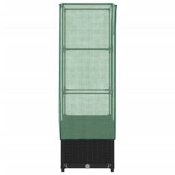 Berkfield Home Raised Bed with Greenhouse Cover Rattan Look 40x40x139 cm in Black - Size: 40 x 40 x 139 cm - thumbnail 5