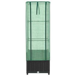Berkfield Home Raised Bed with Greenhouse Cover Rattan Look 40x40x139 cm in Black - Size: 40 x 40 x 139 cm - thumbnail 4